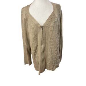 Lane Bryant Zip Front Gold Metalic Cardigan Womans SZ 22/24